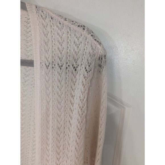 Garnet Hill Cashmere Cardigan Sweater‎ women's Small cream open knit 3/4 sleeve - Picture 2 of 7